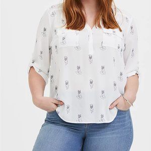*NWT* Torrid White Sassy Cat Blouse